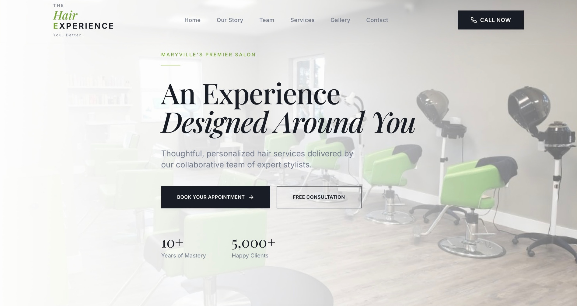 The Hair Experience website mockup